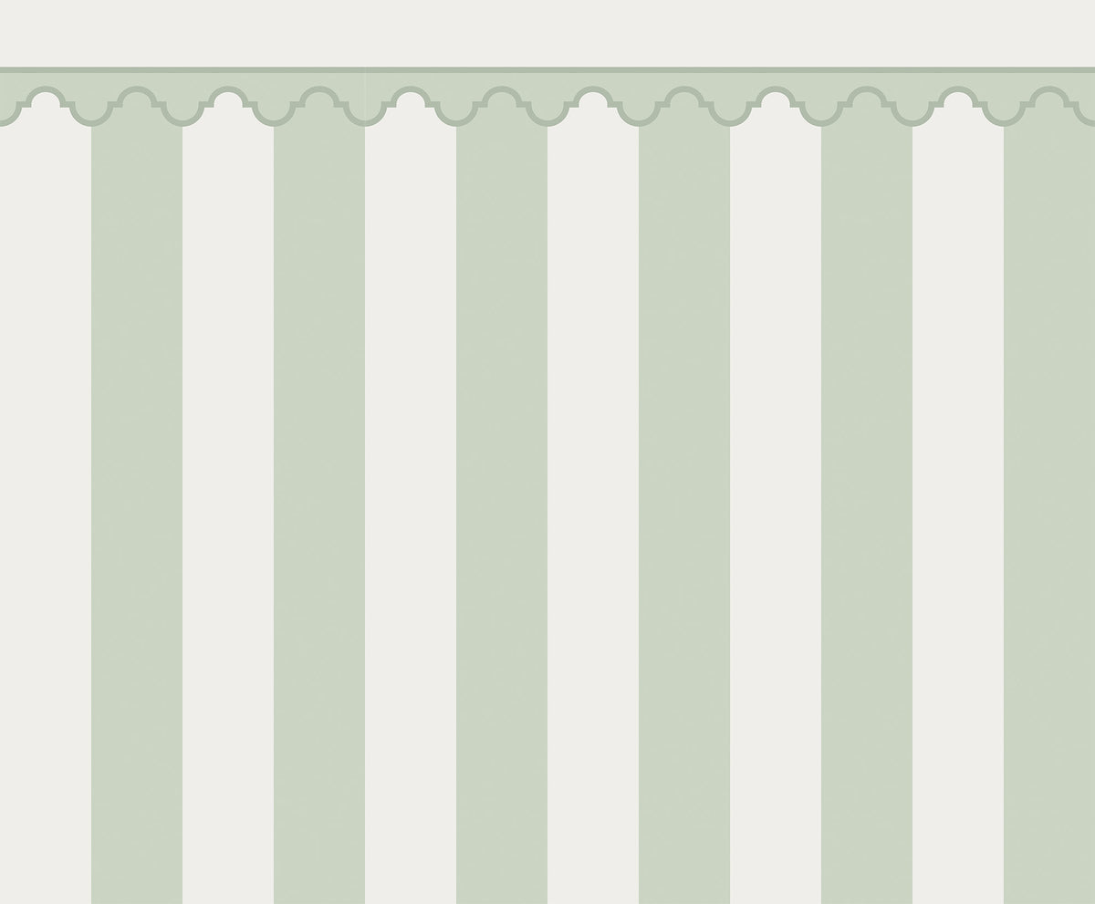 Stripe Chateau wall mural by Rebel Walls in Green, flat swatch