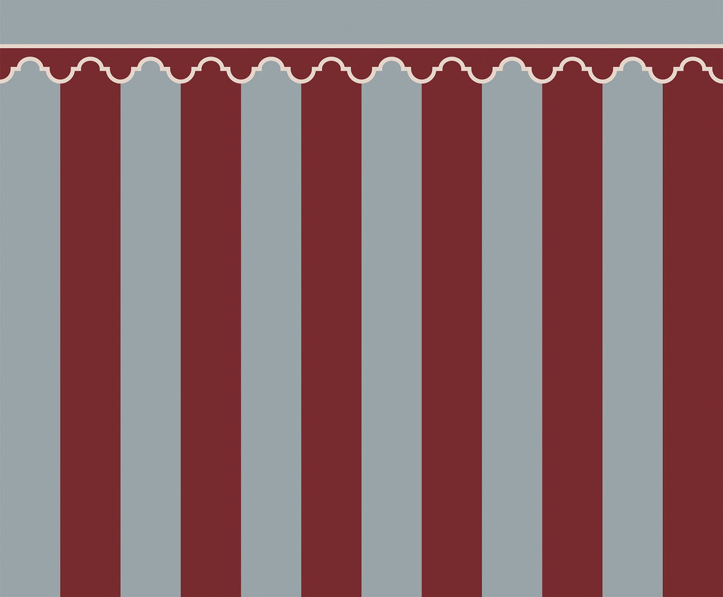 Stripe Chateau wall mural by Rebel Walls in Red, flat swatch