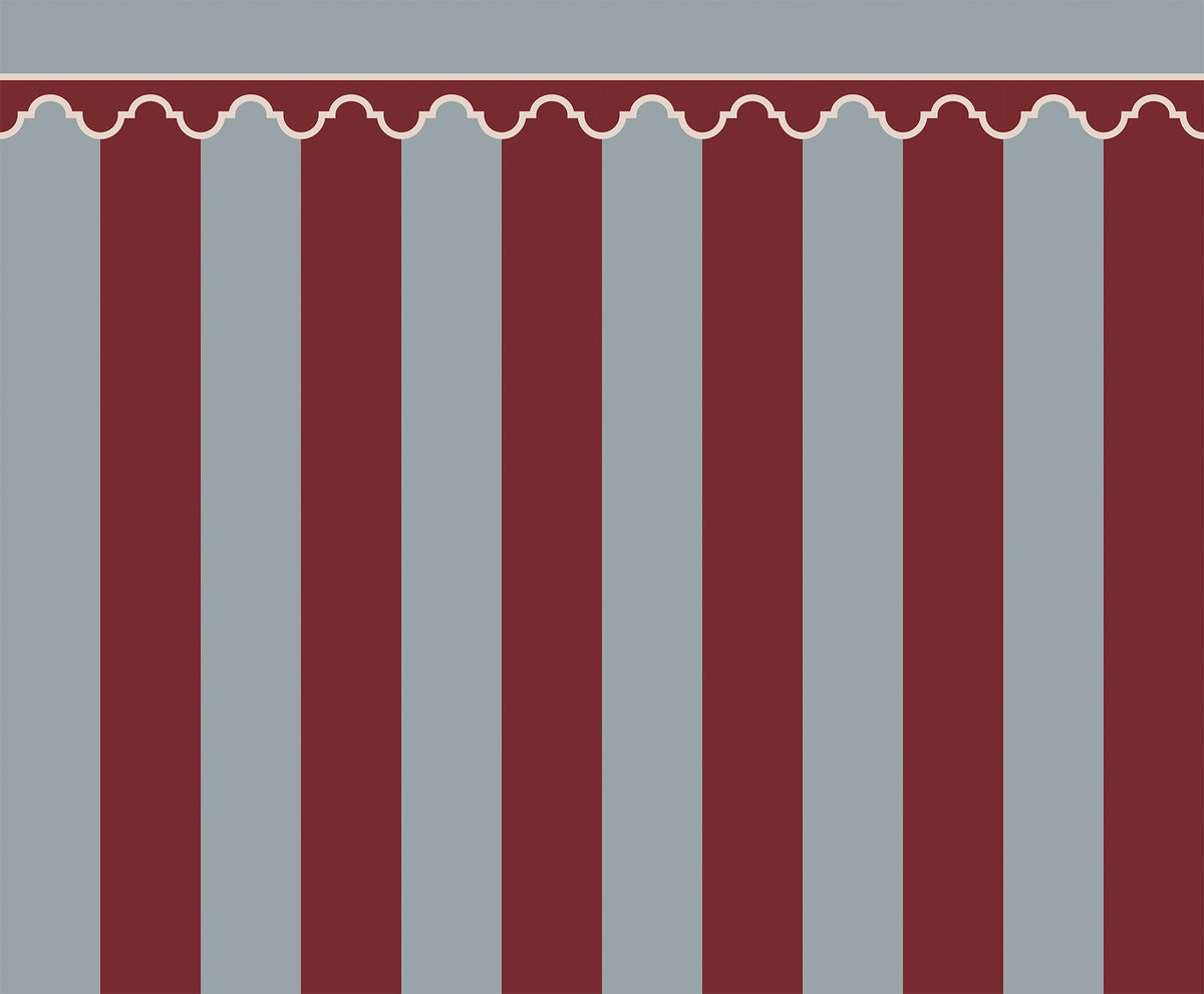 Stripe Chateau wall mural by Rebel Walls in Red, flat swatch