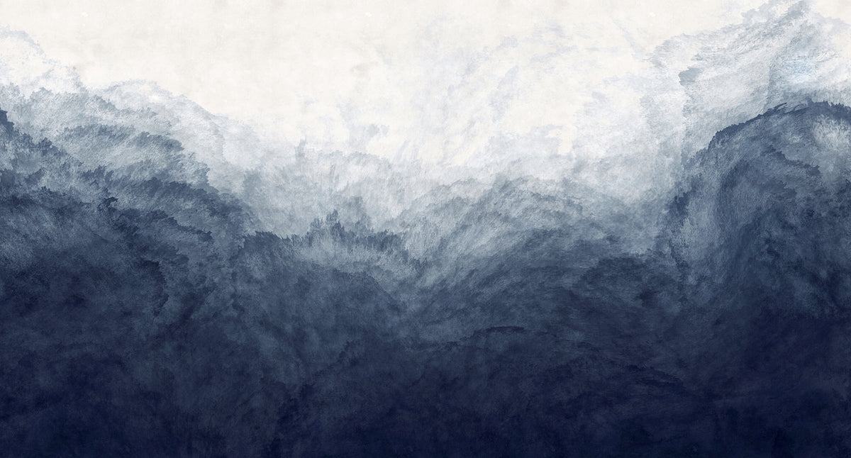 Abstract Watercolor wall mural by Rebel Walls in Navy, flat swatch