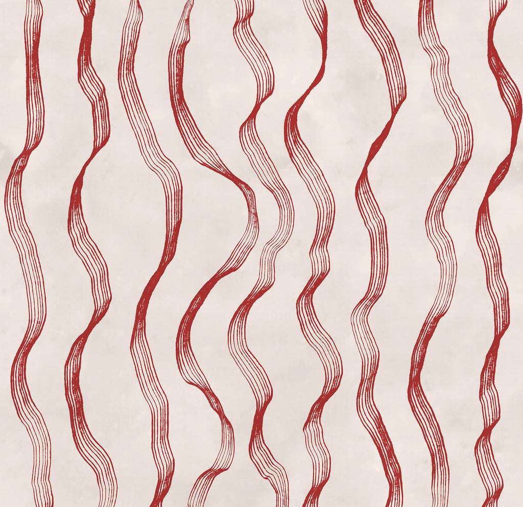 Ribbon Stripe wall mural by Rebel Walls in Red, flat swatch