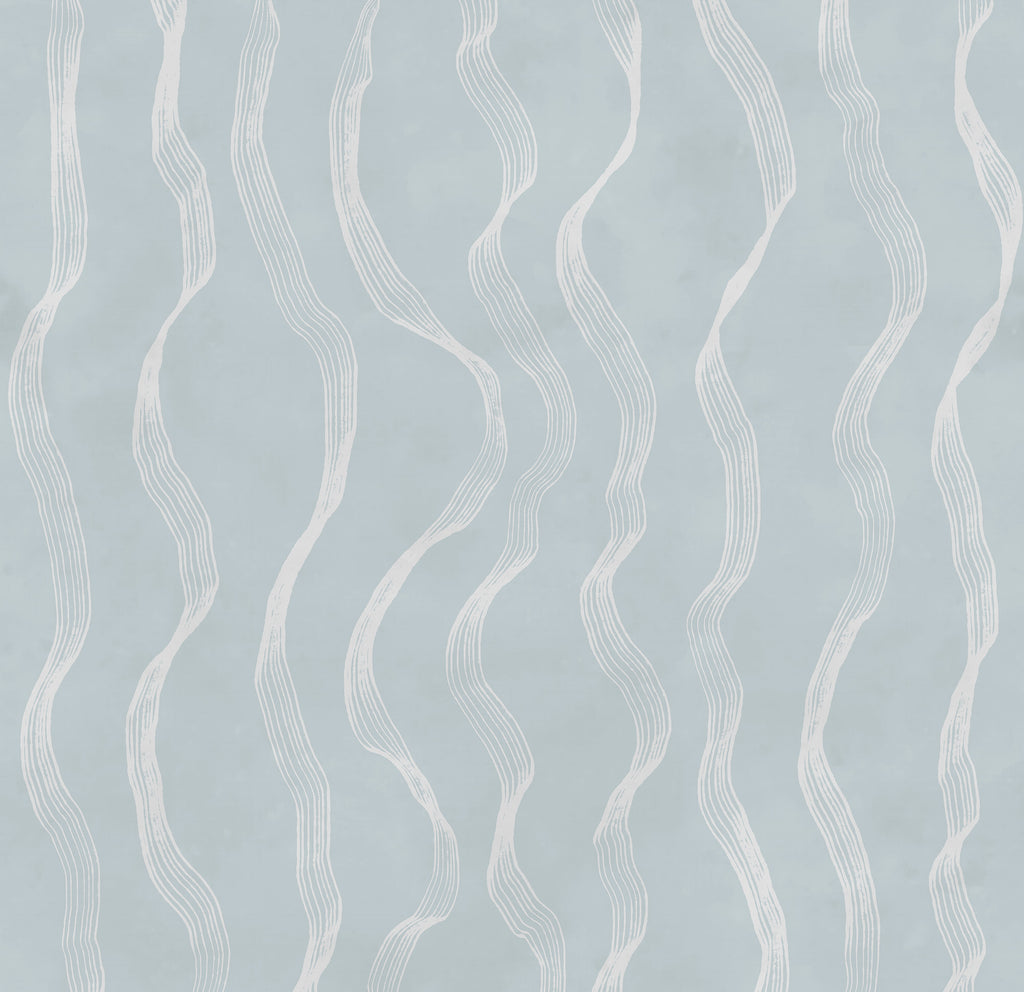 Ribbon Stripe wall mural by Rebel Walls in Light Blue, flat swatch