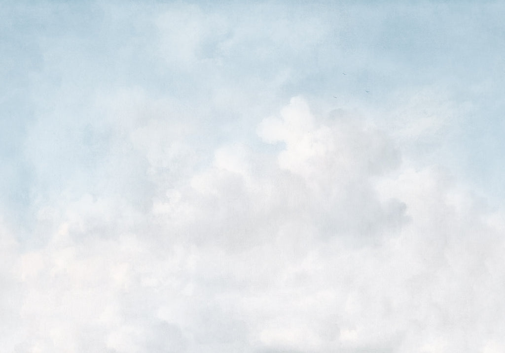 Vintage Clouds wall mural by Rebel Walls in Blue – Sky Blue, flat swatch
