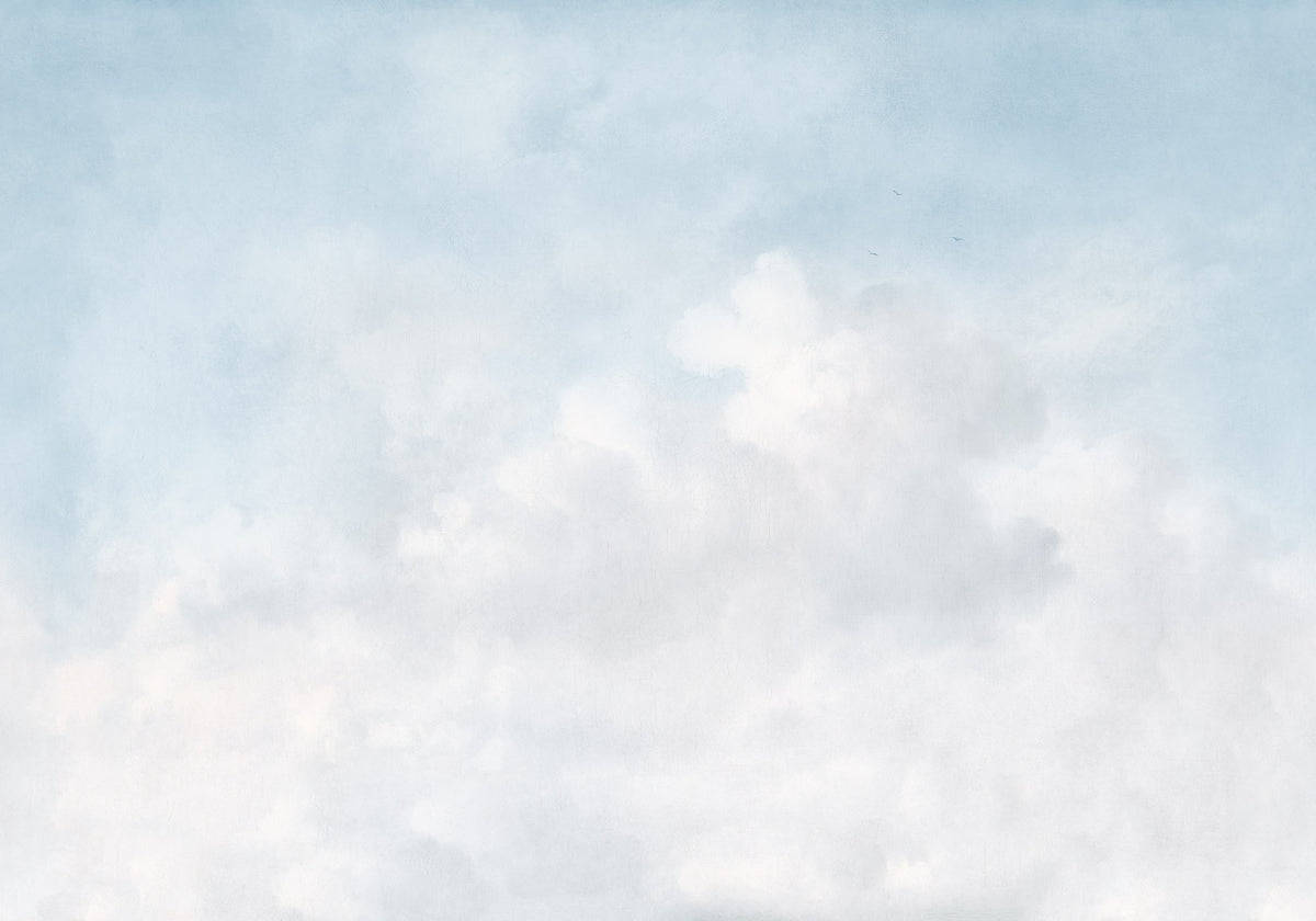 Vintage Clouds wall mural by Rebel Walls in Blue – Sky Blue, flat swatch