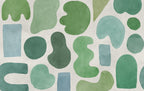 Watercolor Shapes wall mural by Rebel Walls in Green, flat swatch
