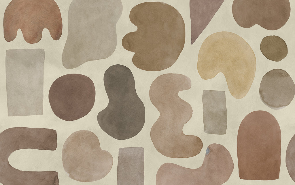 Watercolor Shapes wall mural by Rebel Walls in Brown, flat swatch