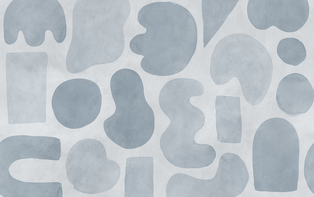 Watercolor Shapes wall mural by Rebel Walls in Blue, flat swatch