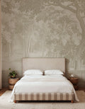 Forest Engraving wall mural by Rebel Walls in Beige, styled room