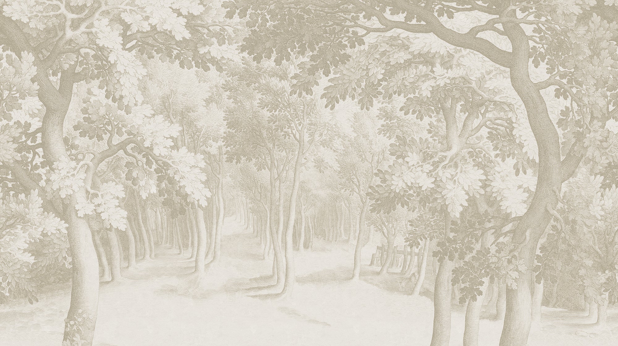 Forest Engraving wall mural by Rebel Walls in Beige, flat swatch