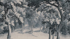 Forest Engraving wall mural by Rebel Walls in Blue, flat swatch
