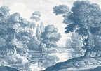 Etching Park wall mural by Rebel Walls in Blue, flat swatch