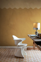 Wave Border wall mural by Rebel Walls in Yellow, styled room