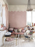 Wave Border wall mural by Rebel Walls in Pink, styled room