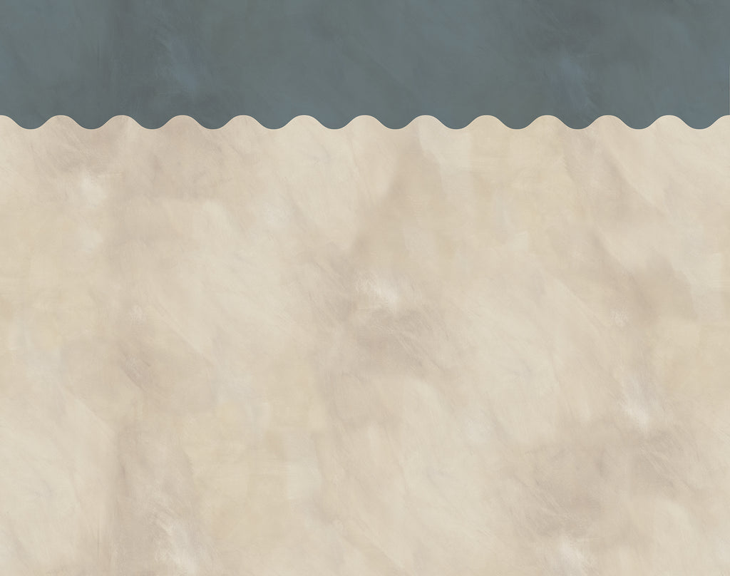 Wave Border wall mural by Rebel Walls in Blue – Misty Blue, flat swatch