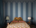 Stripe Chateau wall mural by Rebel Walls in Blue, styled room