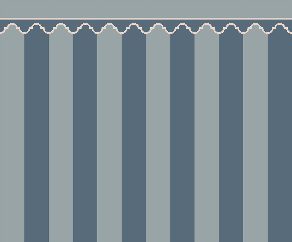 Stripe Chateau wall mural by Rebel Walls in Blue, flat swatch