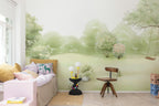 The Garden wall mural by Rebel Walls in Green, styled room