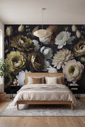 Bouquet in Bloom wall mural by Rebel Walls in Yellow, styled room