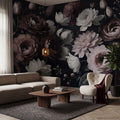 Bouquet in Bloom wall mural by Rebel Walls in Black, styled room