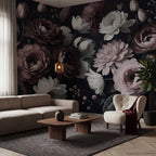 Bouquet in Bloom wall mural by Rebel Walls in Black, styled room