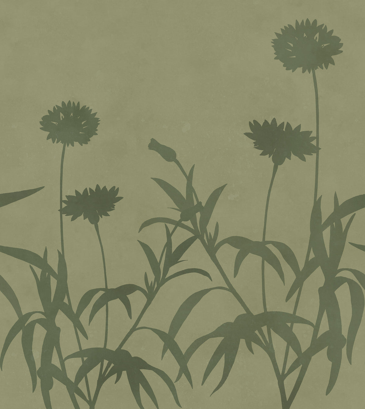 Floral Silhouette wall mural by Rebel Walls in Green, flat swatch