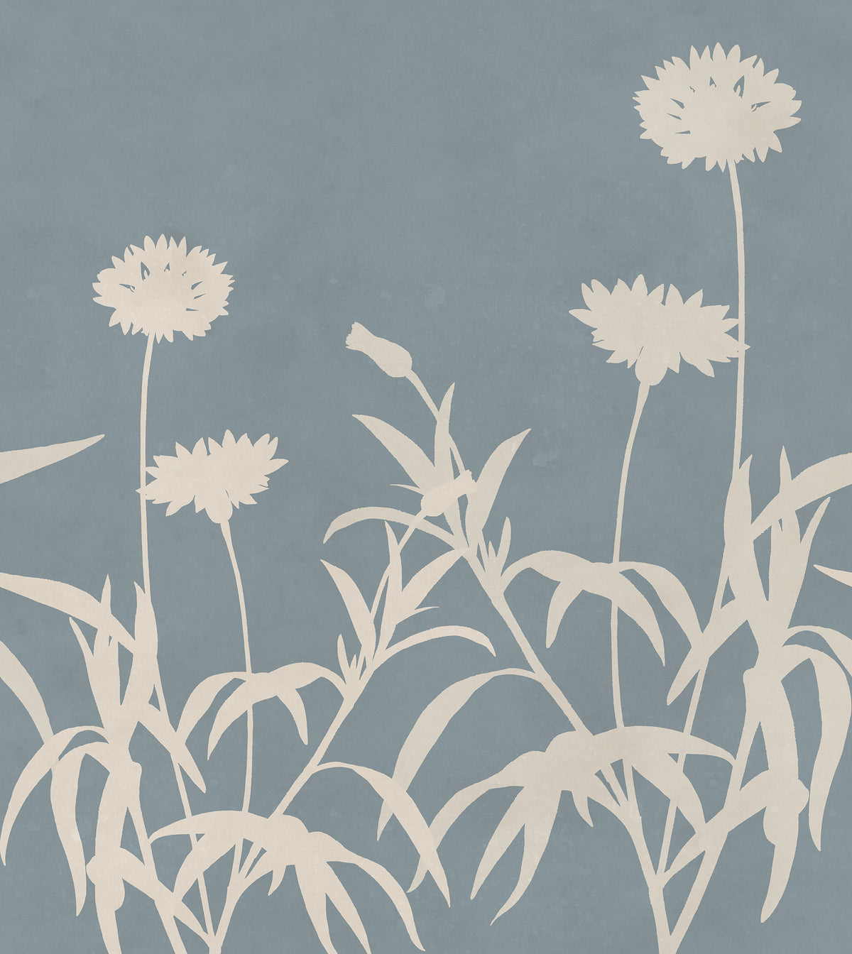 Floral Silhouette wall mural by Rebel Walls in Blue, flat swatch