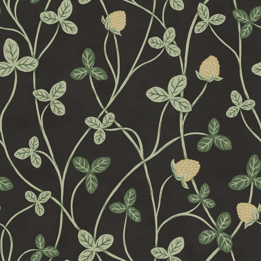 Clover Bloom wall mural by Rebel Walls in Black, flat swatch