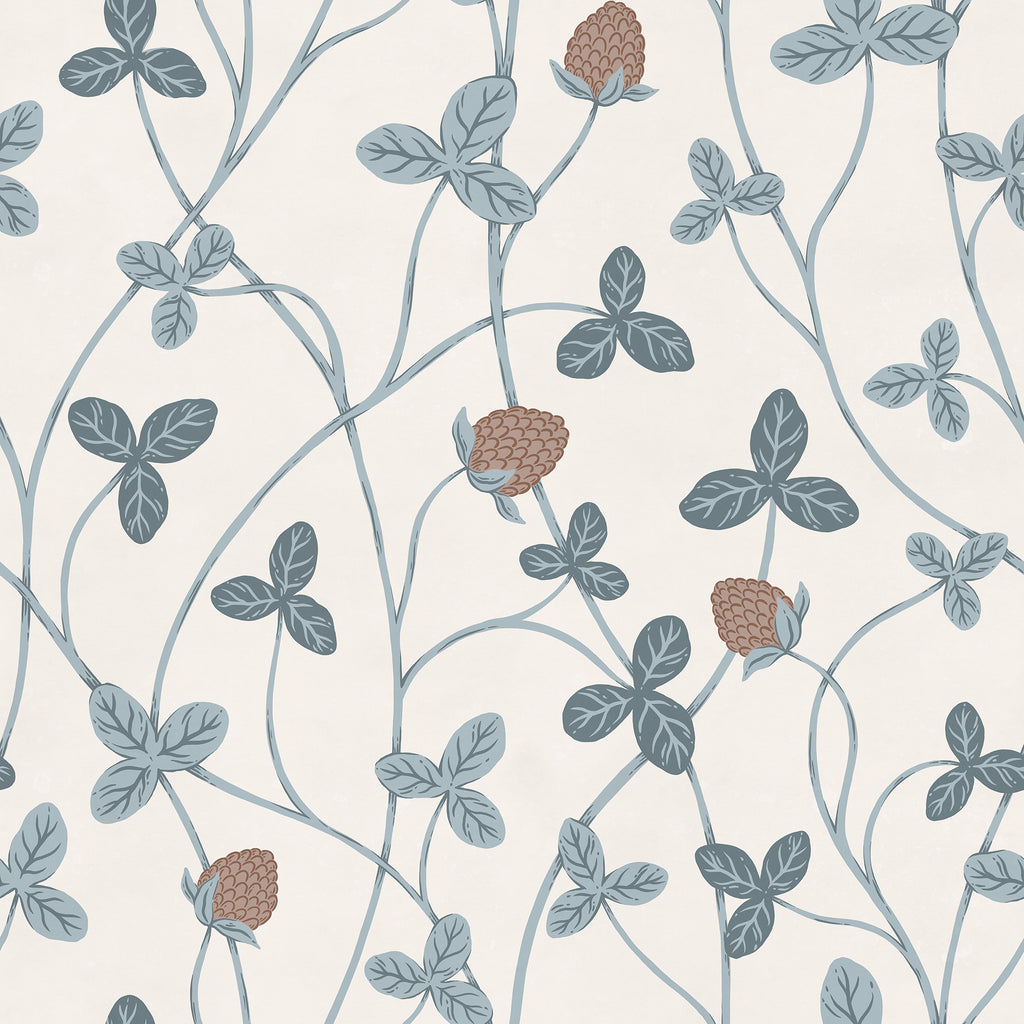 Clover Bloom wall mural by Rebel Walls in Blue, flat swatch