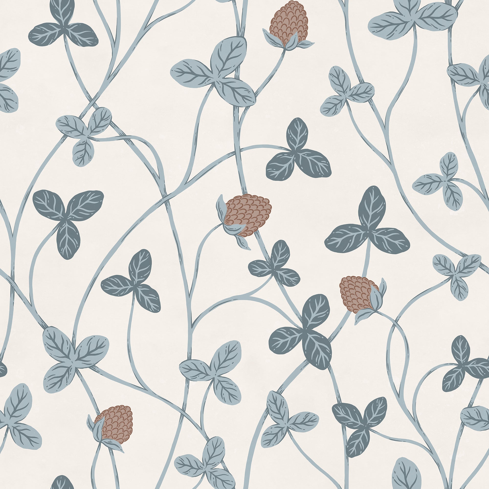 Clover Bloom wall mural by Rebel Walls in Blue, flat swatch