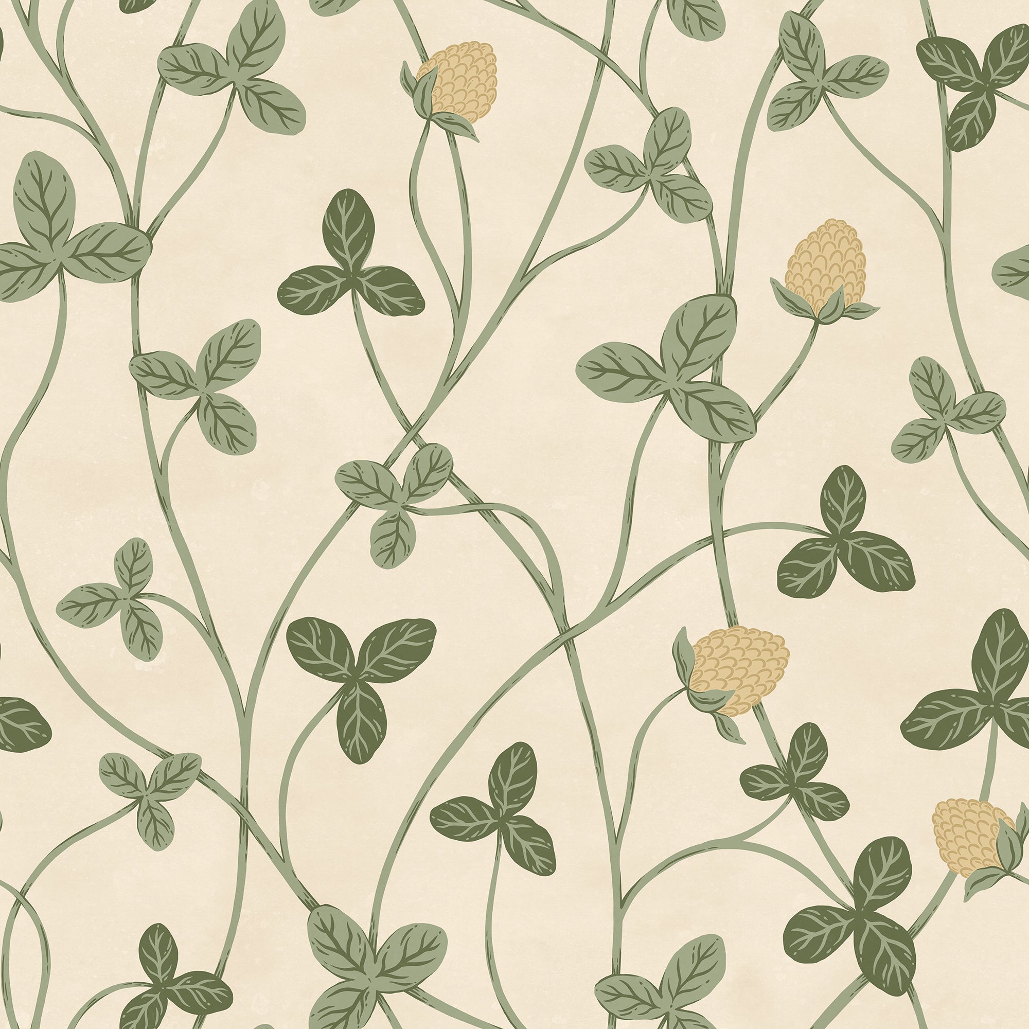 Clover Bloom wall mural by Rebel Walls in Sage Green, flat swatch