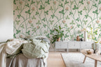 Clover Bloom wall mural by Rebel Walls in Green, styled room
