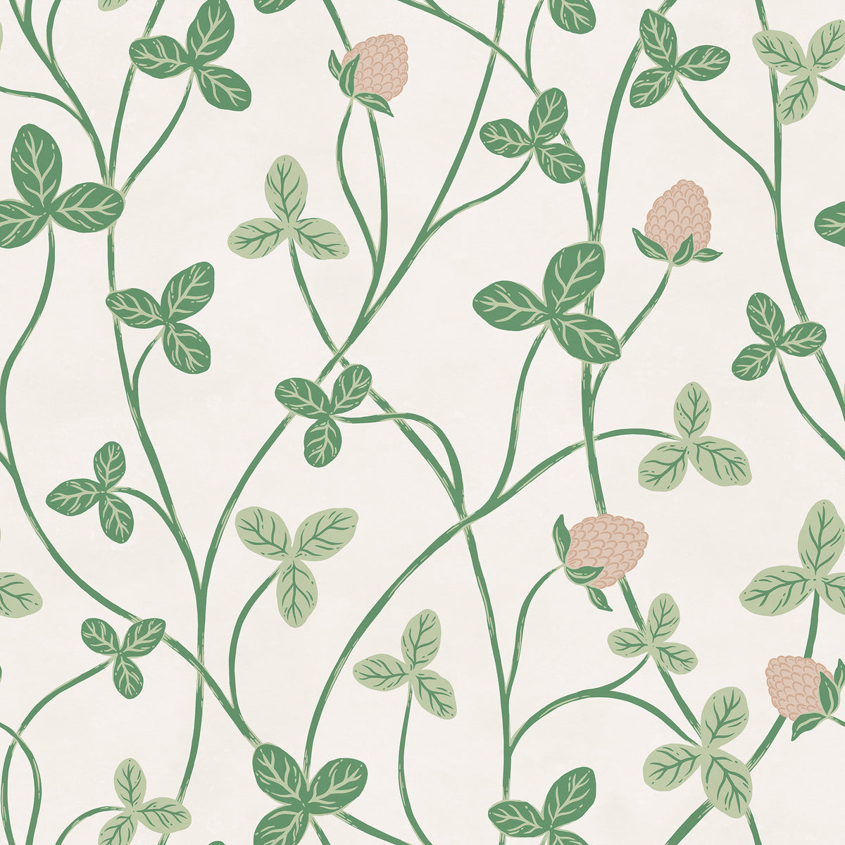 Clover Bloom wall mural by Rebel Walls in Green, flat swatch