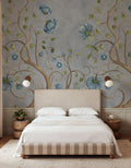Big Poem wall mural by Rebel Walls in Blue, styled room