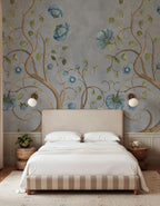 Big Poem wall mural by Rebel Walls in Blue, styled room