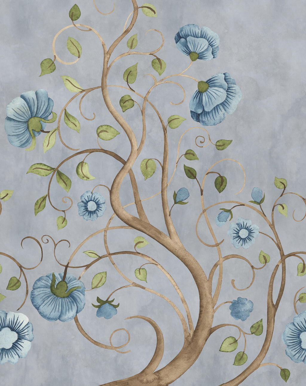 Big Poem wall mural by Rebel Walls in Blue, flat swatch