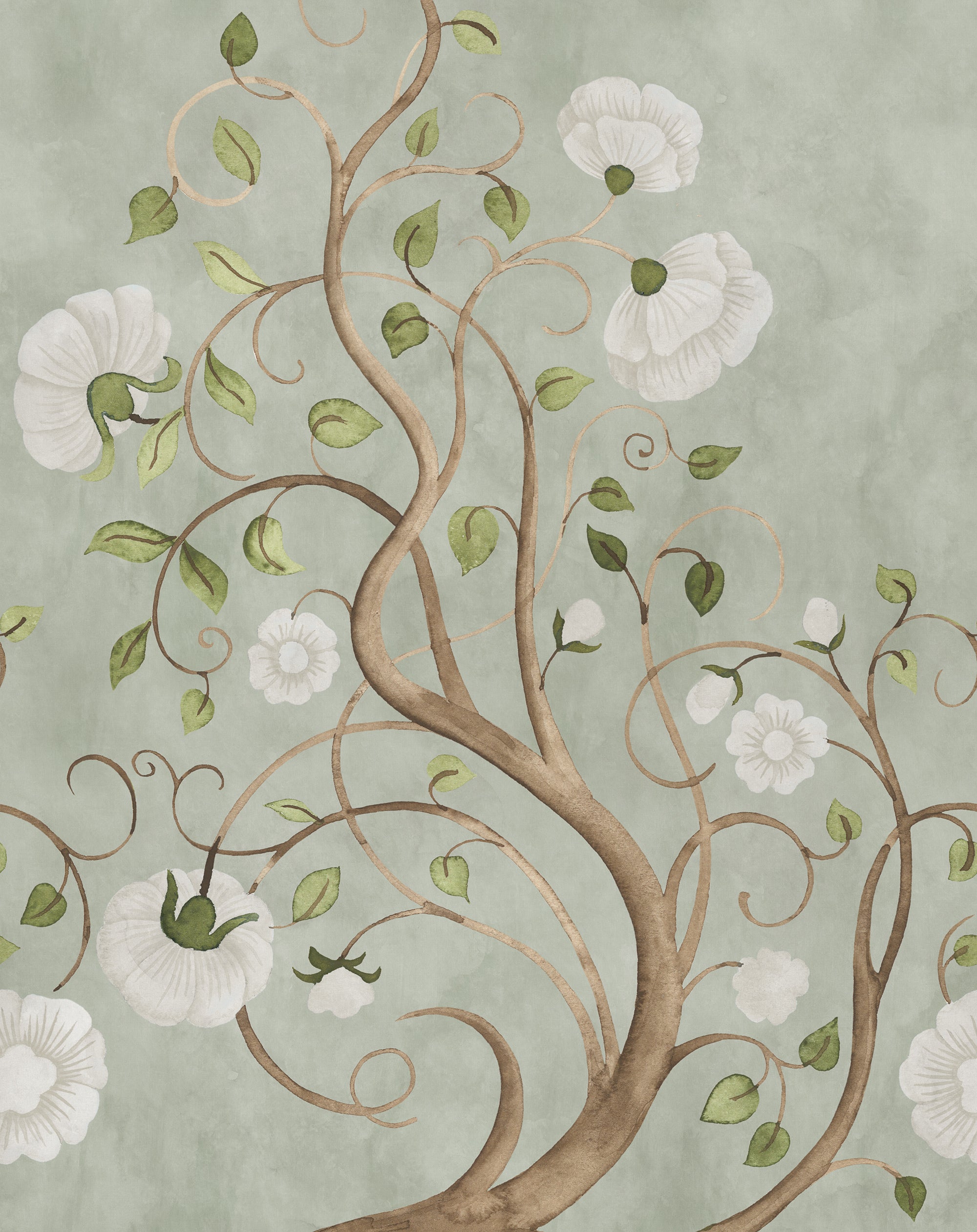 Big Poem wall mural by Rebel Walls in Green, flat swatch