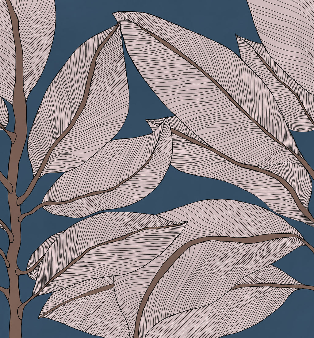 Ruby Lines wall mural by Rebel Walls in Blue – Dark Blue, flat swatch
