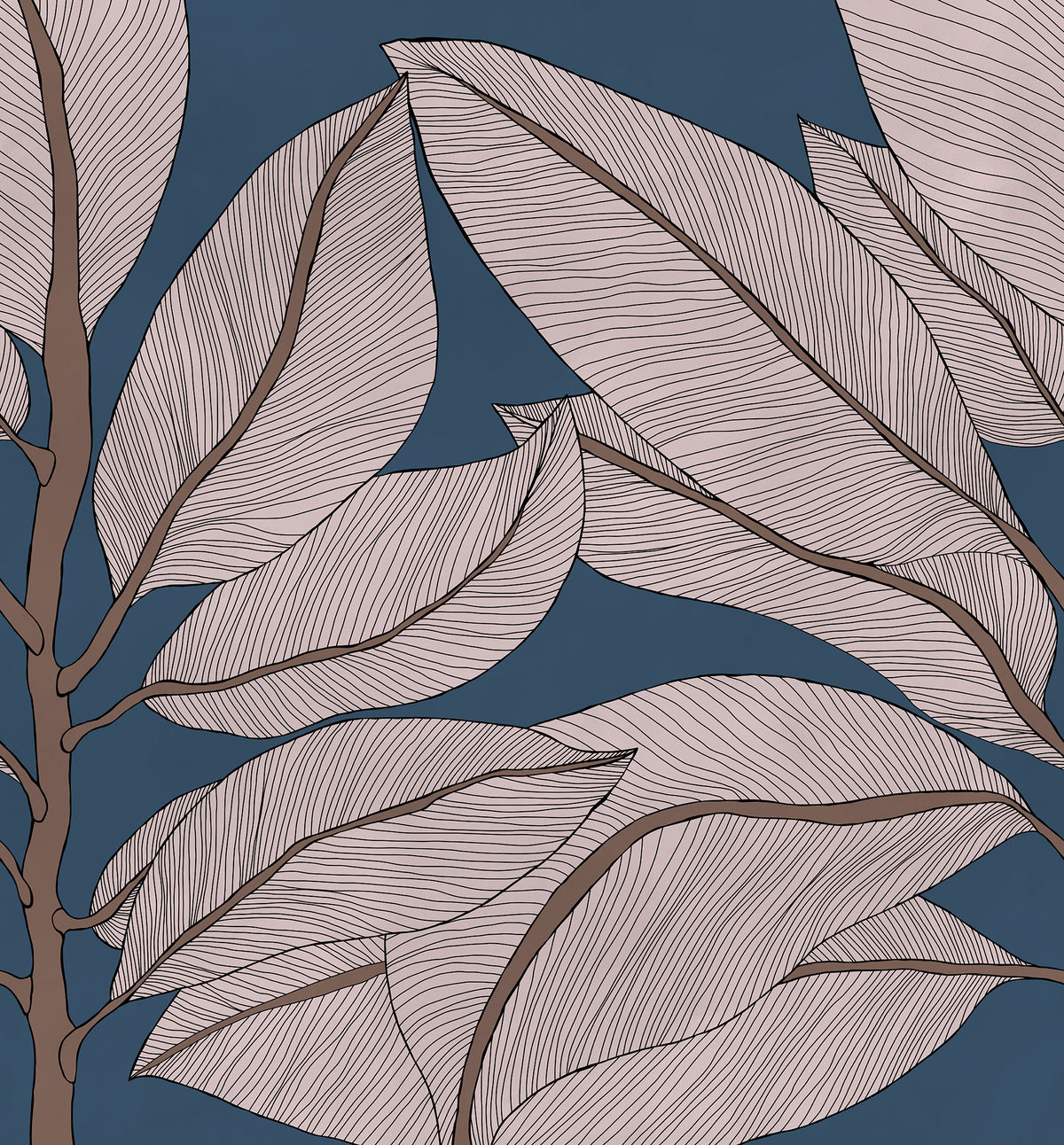 Ruby Lines wall mural by Rebel Walls in Blue – Dark Blue, flat swatch