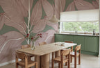 Ruby Lines wall mural by Rebel Walls in Green, styled room