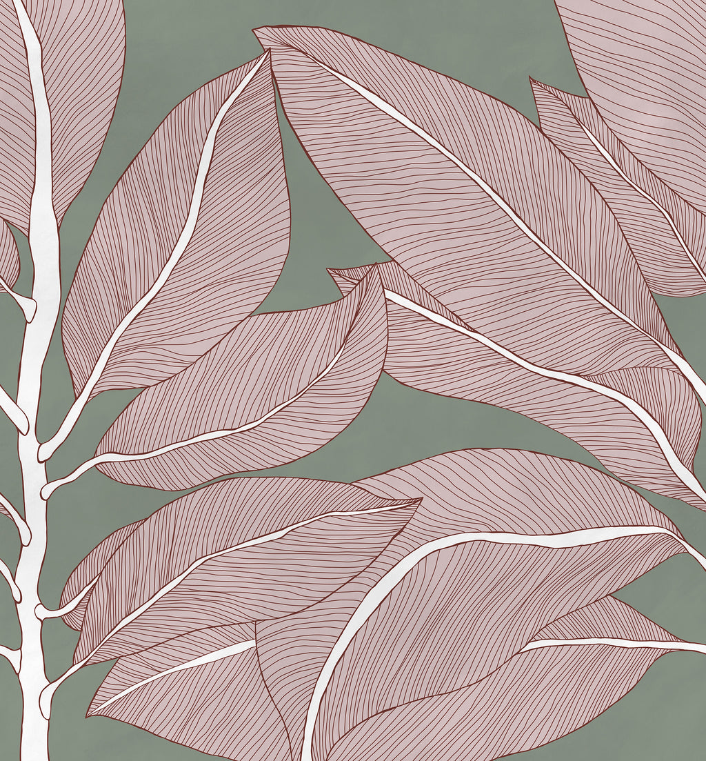 Ruby Lines wall mural by Rebel Walls in Green, flat swatch