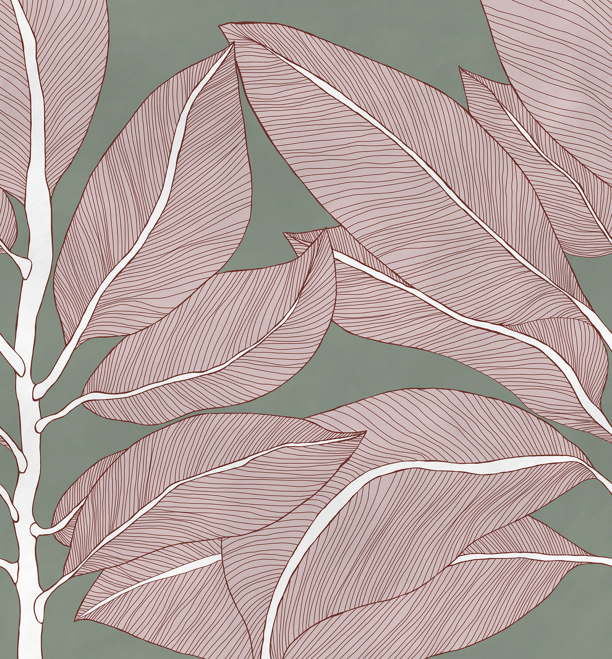 Ruby Lines wall mural by Rebel Walls in Green, flat swatch