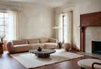 Ruby Lines wall mural by Rebel Walls in Cream, styled room