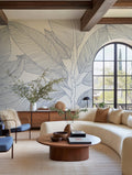 Ruby Lines wall mural by Rebel Walls in Blue, styled room