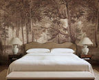 Lovers Forest wall mural by Rebel Walls in Red – Burgundy, styled room