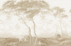 The Green Forest wall mural by Rebel Walls in Beige, flat swatch