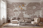 Tree Parade wall mural by Rebel Walls in Beige, styled room
