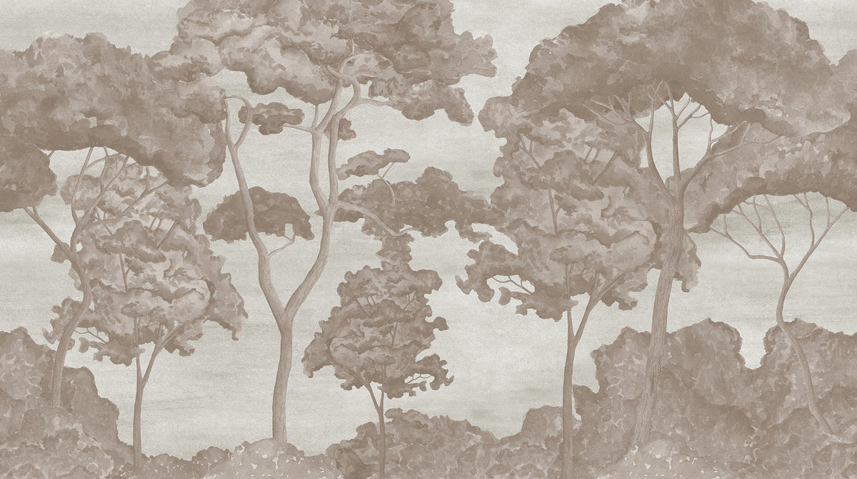 Tree Parade wall mural by Rebel Walls in Beige, flat swatch