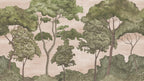 Tree Parade wall mural by Rebel Walls in Pink, flat swatch