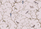 Bird Chinoiserie wall mural by Rebel Walls in Pink, flat swatch