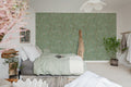 Bird Chinoiserie wall mural by Rebel Walls in Green, styled room